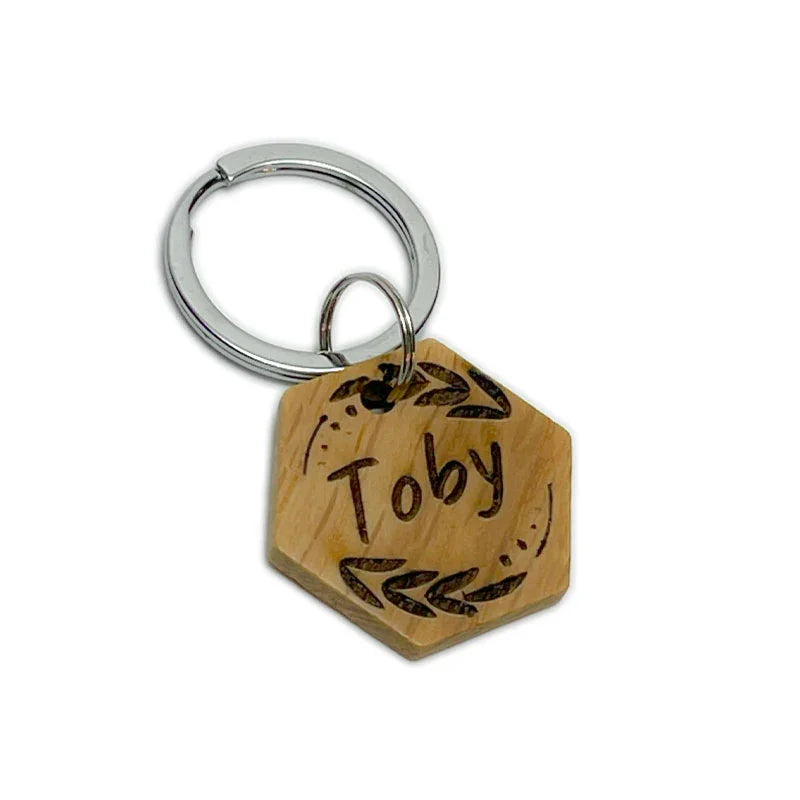 Médaille pour Chat Hexagonale en Bois à Personnaliser