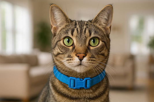 Un chat portant un collier anti étranglement