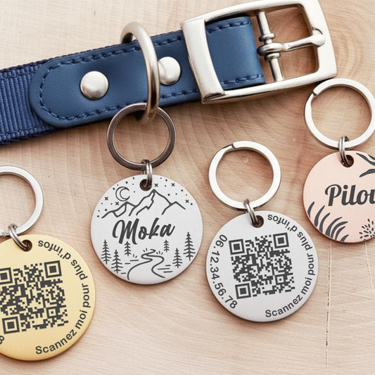 Medaille Connecté QR code Chat Ronde Medaléa