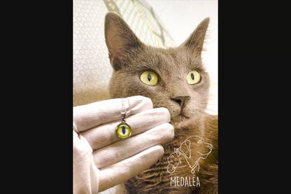 Pendentif Iris Chat Personnalisé - Bijou Souvenir Artisanal